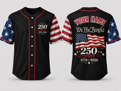 Custom USA 250th Anniversary Jersey, We The People Baseball Shirt, 1776-2026 Semiquincentennial Gift, Patriotic 4th of July Outfit | QC68