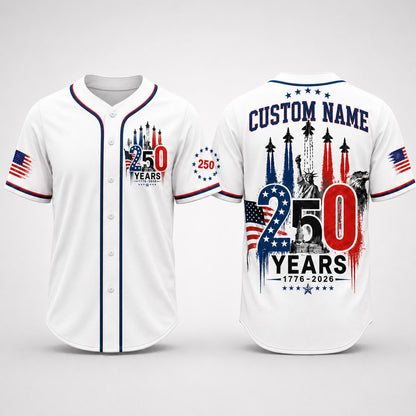 Custom USA 250th Anniversary Baseball Jersey, Personalized 1776-2026 America 250 Years Shirt, Patriotic 4th of July Jersey Gift | RD13
