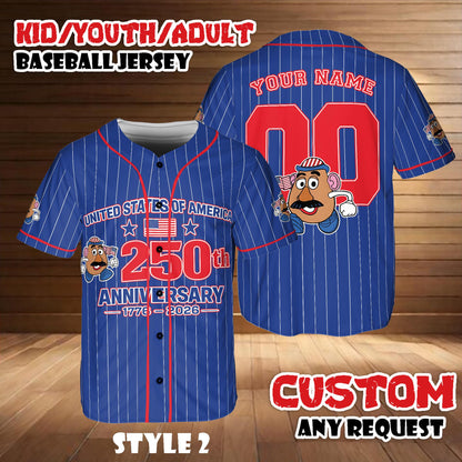 Custom Toy Story Mr Potato Head Baseball Jersey, 250th Anniversary USA Shirt | DG18