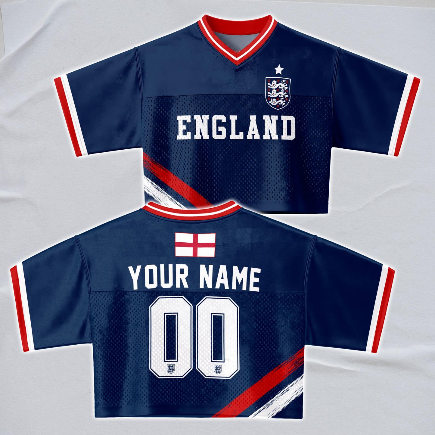Custom England Soccer Crop Top Jersey, Personalized Name Number Shirt, Football Fan Crop Tee, Bachelorette Party & Festival Outfit | MS85