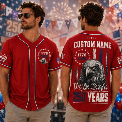Custom 250th Anniversary Baseball Jersey, Semiquincentennial Shirt, Patriotic Eagle 1776 2026 Men Jersey, 4th of July United States Tee | LM65
