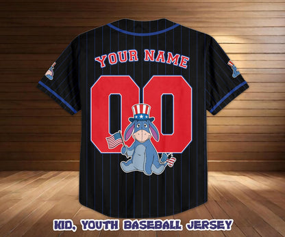 Custom Disney Piglet America 250th Anniversary Baseball Jersey, Winnie The Pooh Patriotic Jersey Shirt | OL65