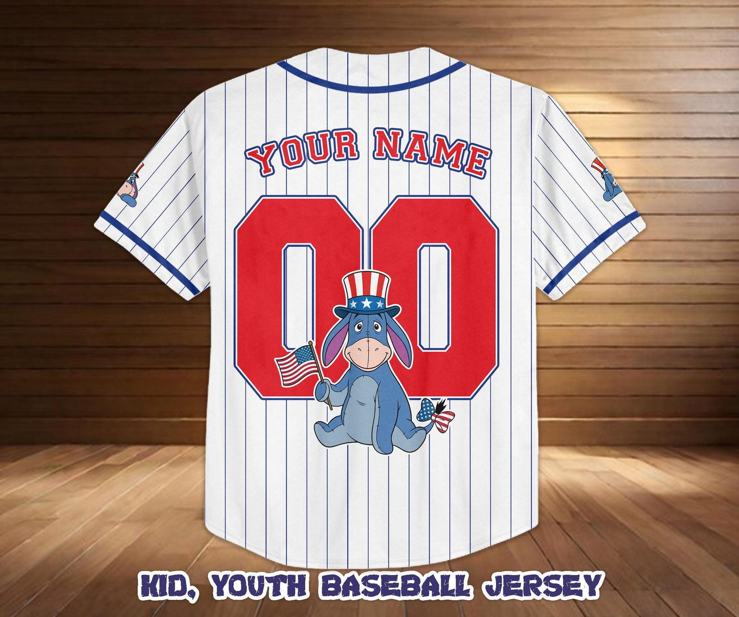 Custom Disney Piglet America 250th Anniversary Baseball Jersey, Winnie The Pooh Patriotic Jersey Shirt | OL65