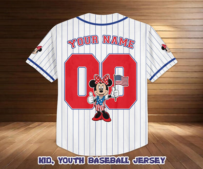 Custom Mickey America 250th Anniversary Baseball Jersey, Patriotic USA Flag Shirt | OG40