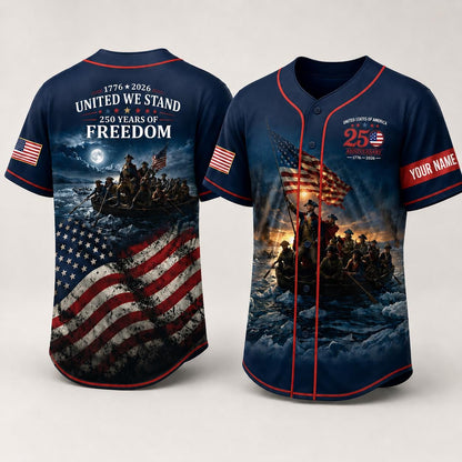250th Anniversary USA Baseball Jersey, Patriotic Freedom Shirt, Revolutionary War Jersey, Custom Name 1776 2026 Gift | WU58