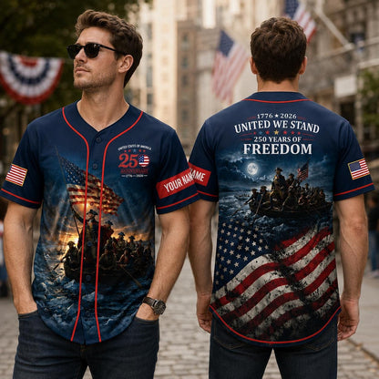 250th Anniversary USA Baseball Jersey, Patriotic Freedom Shirt, Revolutionary War Jersey, Custom Name 1776 2026 Gift | WU58