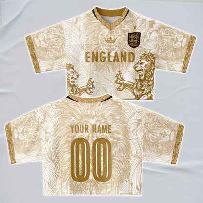 Custom England Soccer Crop Top Jersey, Personalized Name Number Shirt, Football Fan Crop Tee, Bachelorette Party & Festival Outfit | OX84