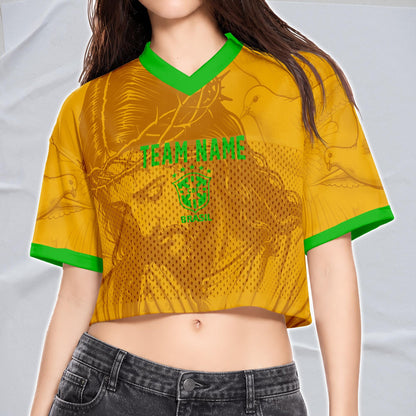 Custom Brazil Soccer Crop Top Jersey, Personalized Name Number Shirt, Football Fan Crop Tee, Bachelorette Party & Festival Outfit | MW83