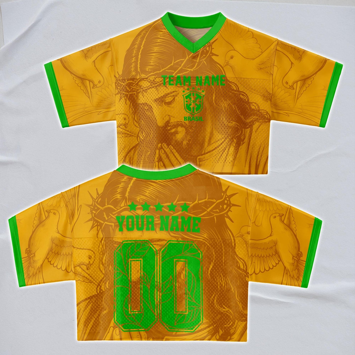 Custom Brazil Soccer Crop Top Jersey, Personalized Name Number Shirt, Football Fan Crop Tee, Bachelorette Party & Festival Outfit | MW83