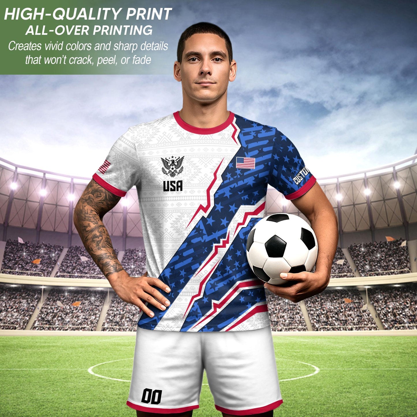 Personalized America Soccer Team Jersey For Men And Kid, Customized American Soccer Jersey, Custom USA Jersey, USA Soccer Jersey Team | RO43