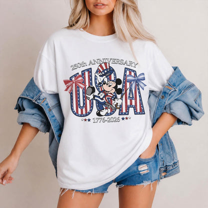 Comfort Colors Disney Mickey USA 250 Shirt, 250th Anniversary 1776 2026 Tee, Cream Patriotic T-Shirt for Women Mom Gift Outfit Tee | ZC53