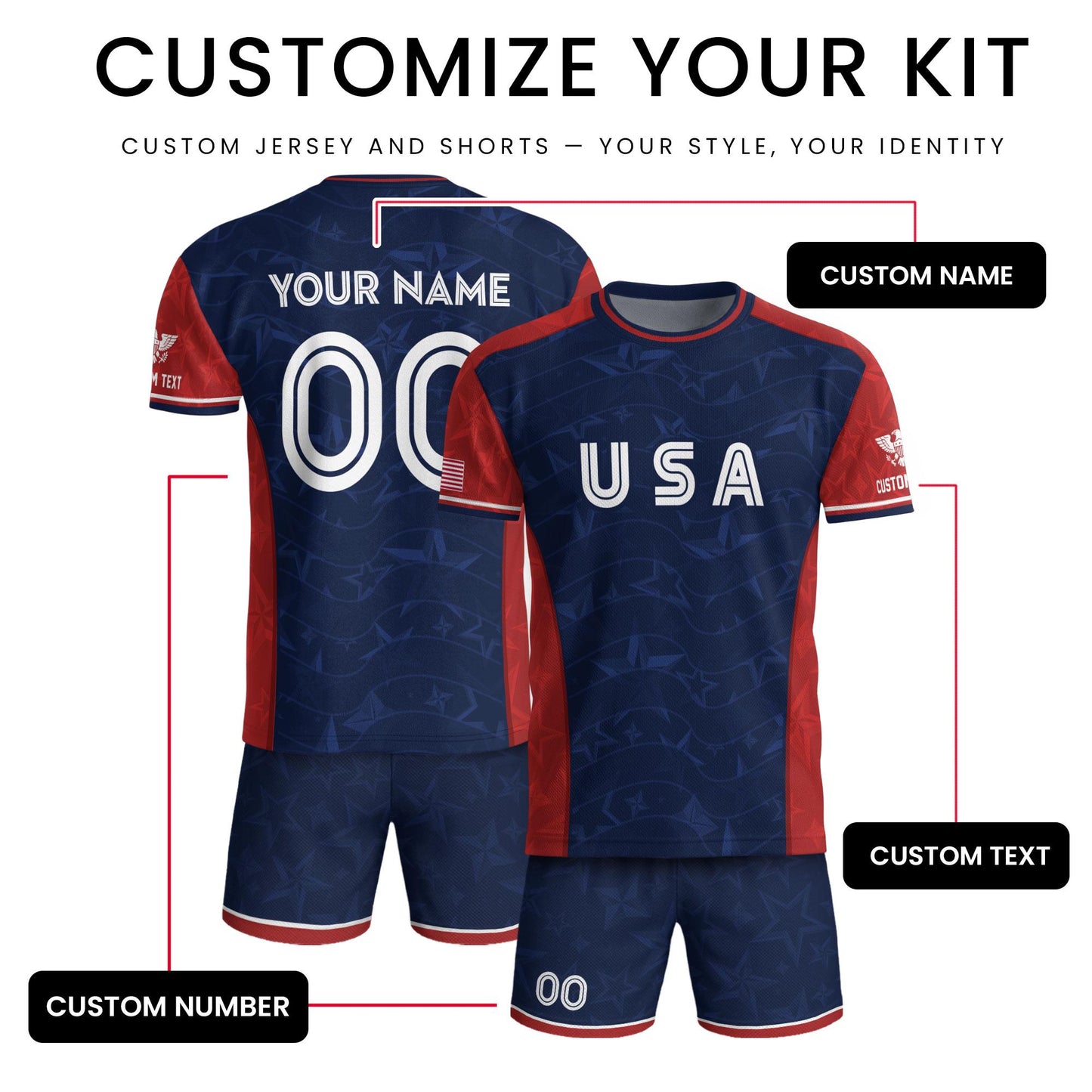 Custom USA Soccer Jersey For Men Women & Kids, Personalized American Soccer Jersey, Americana Game Day Outfit, USA Soccer Jersey Team | XV91
