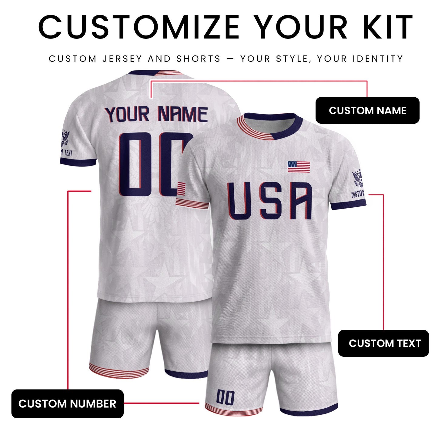 Custom USA Soccer Jersey For Men Women & Kids, Personalized American Soccer Jersey, Americana Game Day Outfit, USA Soccer Jersey Team | HB77