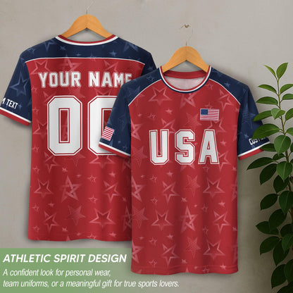 Custom USA Soccer Jersey For Men Women & Kids, Personalized American Soccer Jersey, Americana Game Day Outfit, USA Soccer Jersey Team | KM12