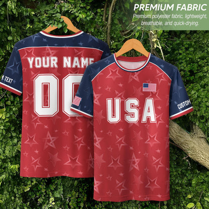 Custom USA Soccer Jersey For Men Women & Kids, Personalized American Soccer Jersey, Americana Game Day Outfit, USA Soccer Jersey Team | KM12