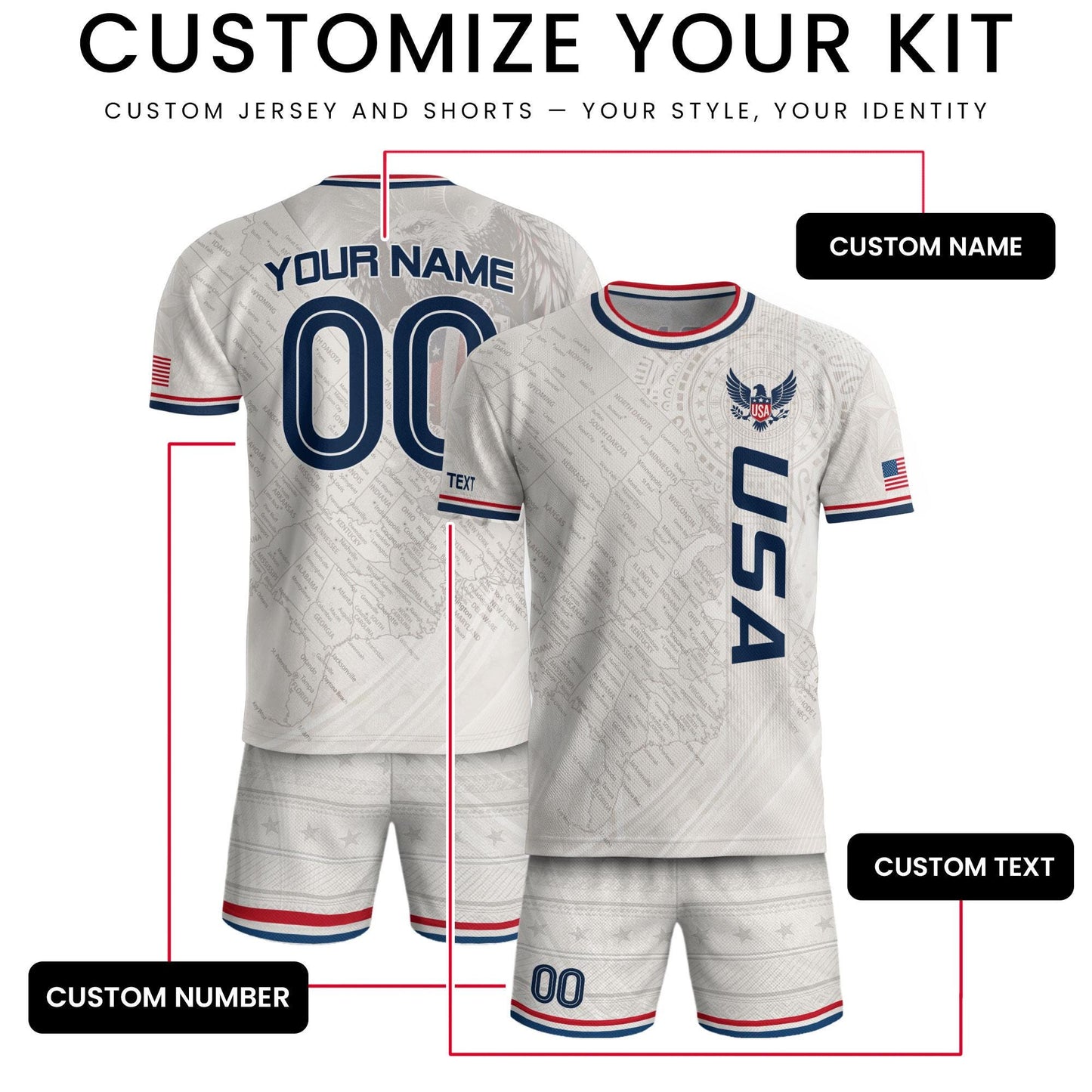Custom USA Soccer Jersey For Men Women & Kids, Personalized American Soccer Jersey, Americana Game Day Outfit, USA Soccer Jersey Team | LX27