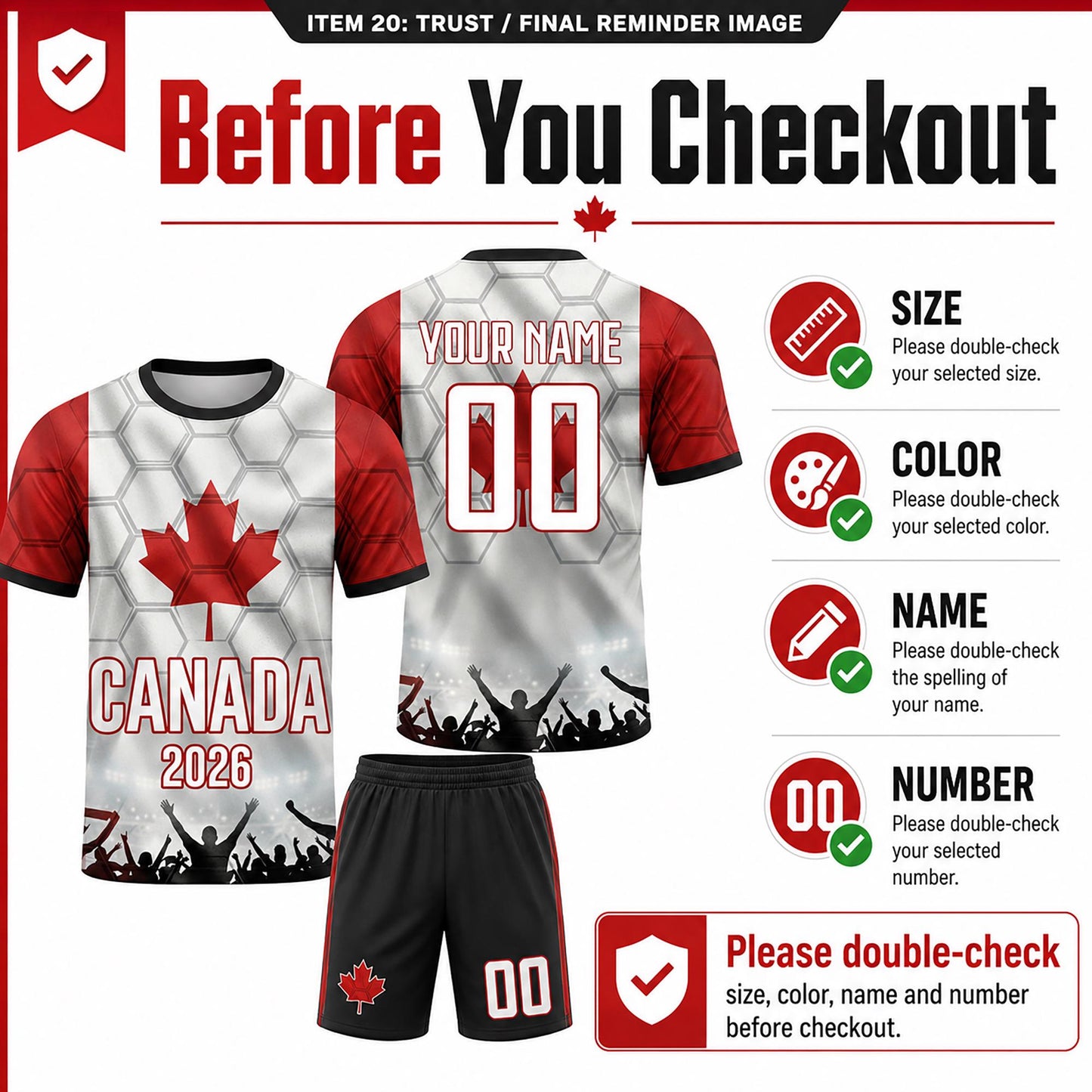 Custom Canada Soccer Jersey 2026 World Cup, Personalized Name Number Shirt, Unisex Fan Apparel Gift | ZA89