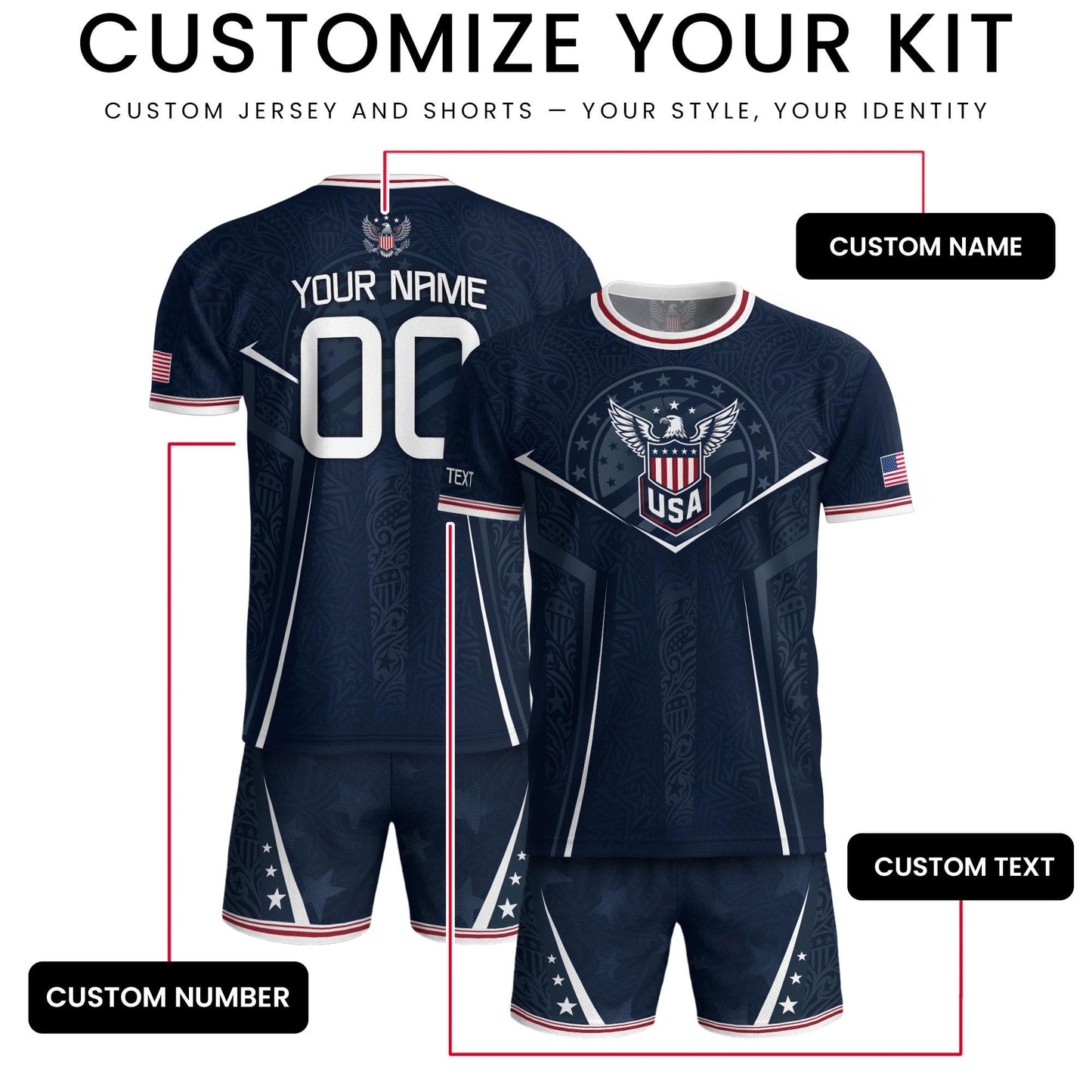 Custom USA Soccer Jersey For Men Women & Kids, Personalized American Soccer Jersey, Americana Game Day Outfit, USA Soccer Jersey Team | DO92