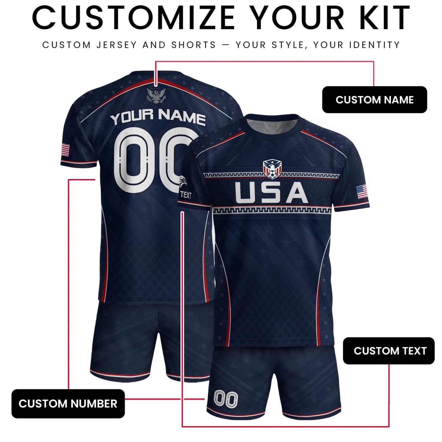 Custom USA Soccer Jersey For Men Women & Kids, Personalized American Soccer Jersey, Americana Game Day Outfit, USA Soccer Jersey Team | DI60