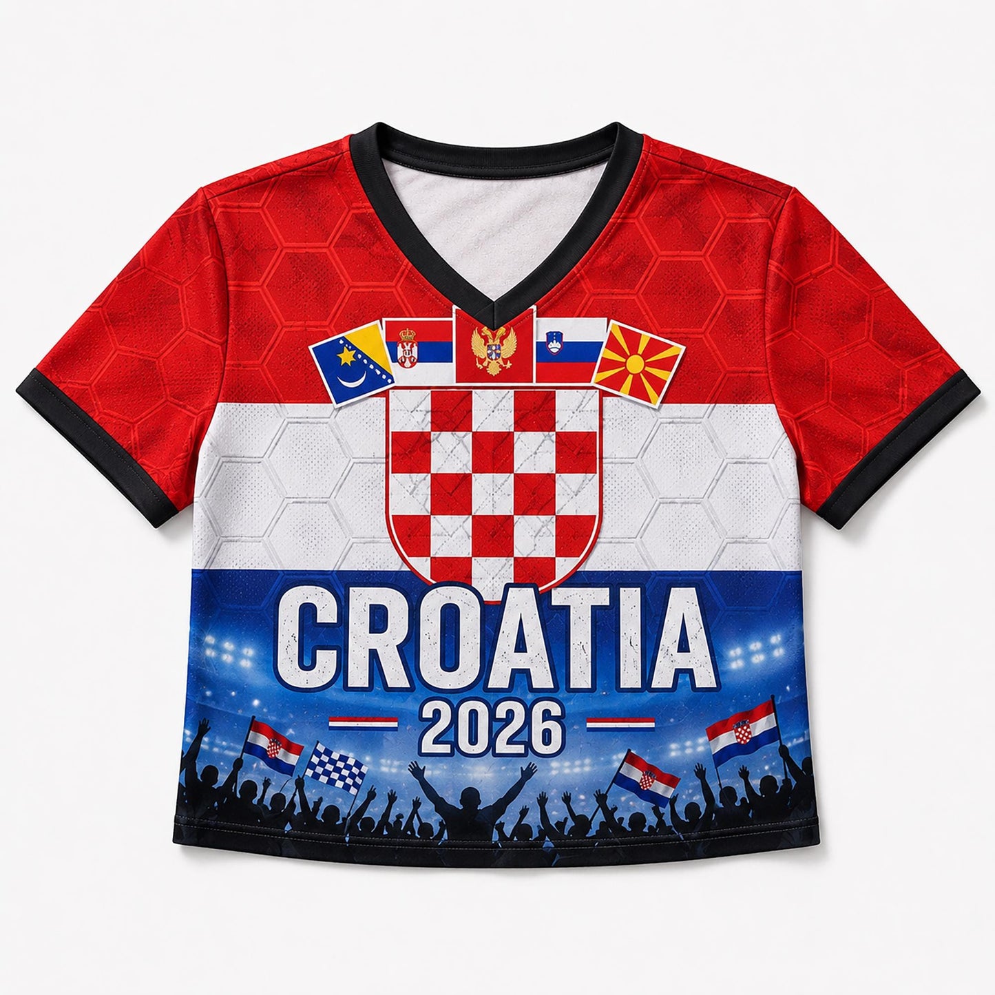 Custom Croatia Crop Top Soccer Jersey 2026, Personalized Name Number World Cup Shirt for Women, Game Day Fan Gift | YT44