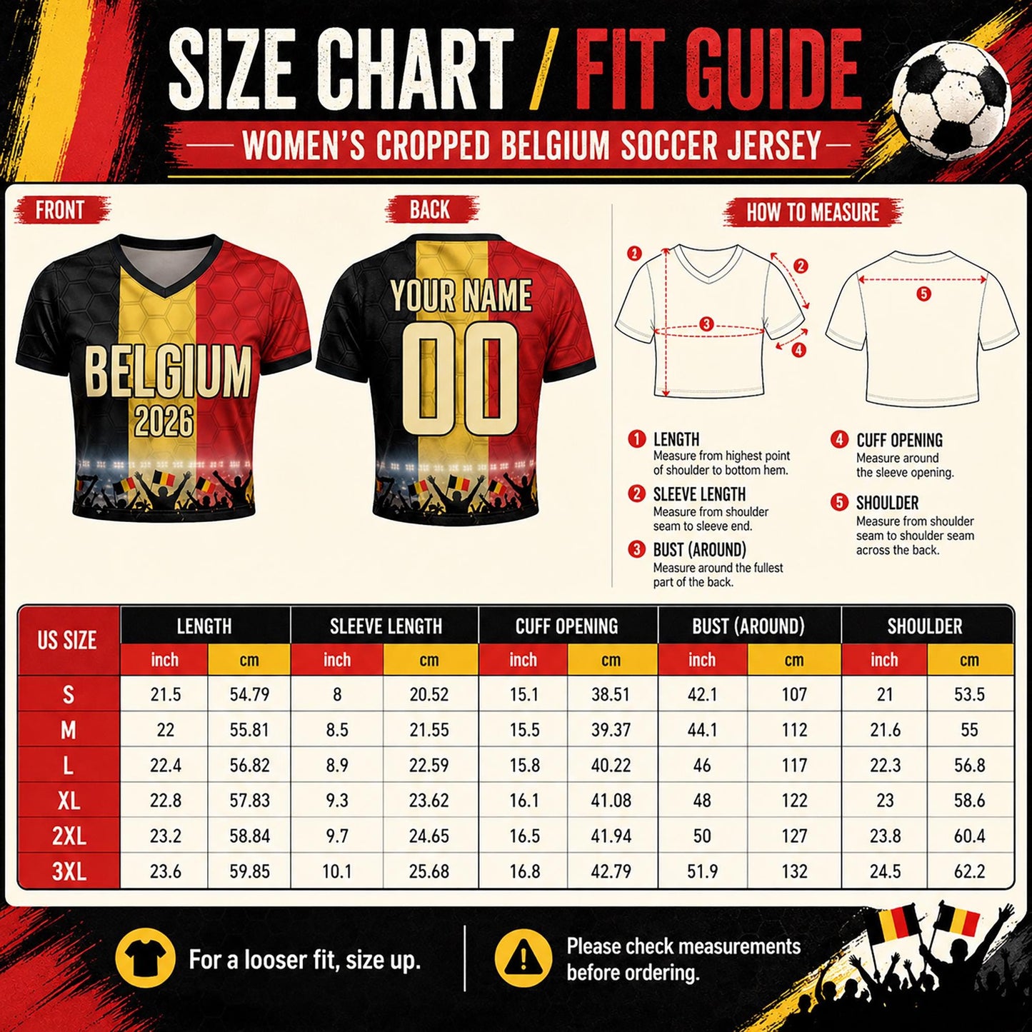 Custom Belgium Crop Top Soccer Jersey 2026, Personalized Name Number World Cup Shirt for Women, Game Day Fan Gift | VP68