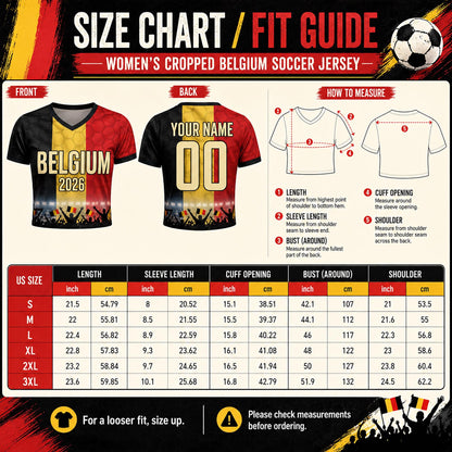 Custom Belgium Crop Top Soccer Jersey 2026, Personalized Name Number World Cup Shirt for Women, Game Day Fan Gift | VP68