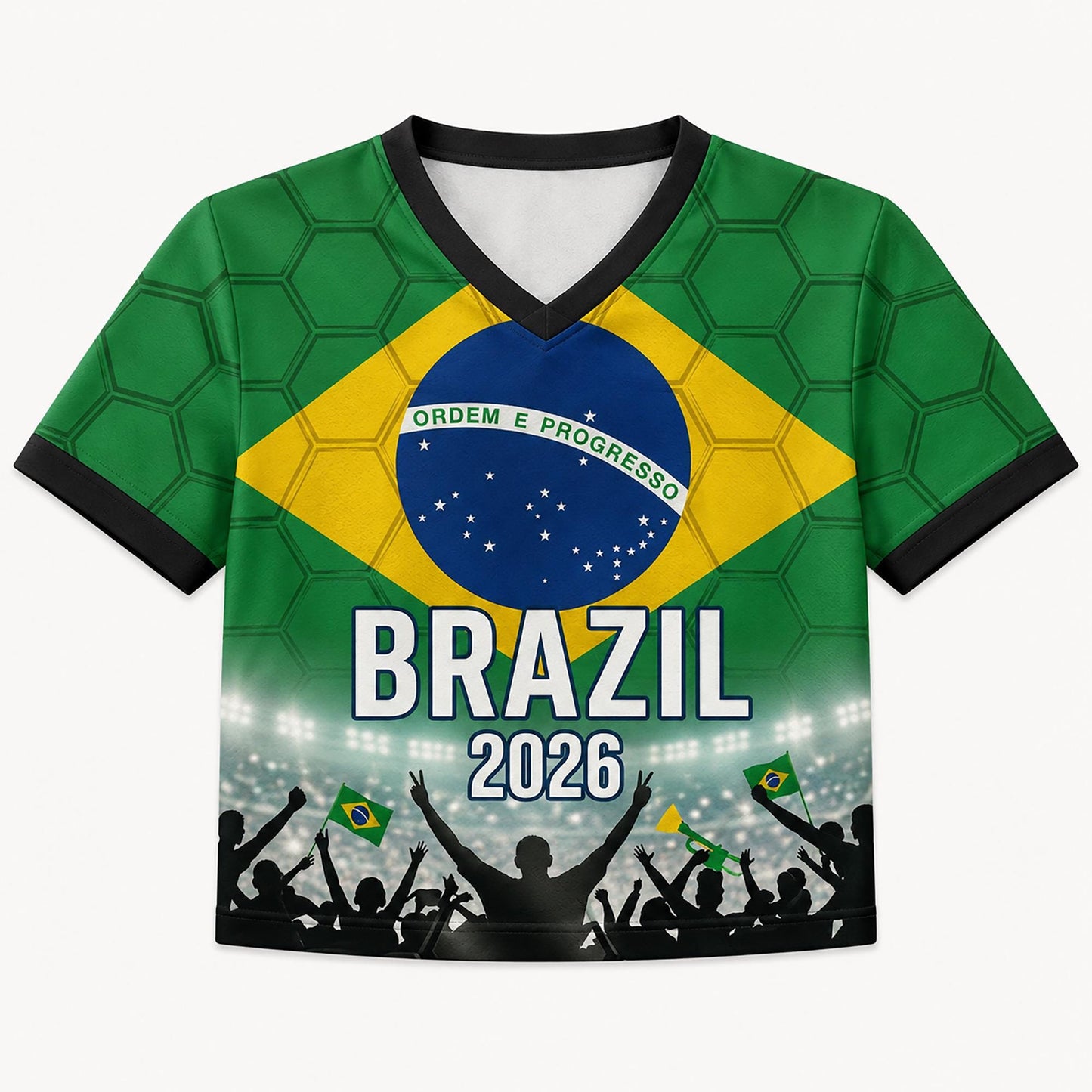 Custom Brazil Crop Top Soccer Jersey 2026, Personalized Name Number World Cup Shirt for Women, Game Day Fan Gift | OA90