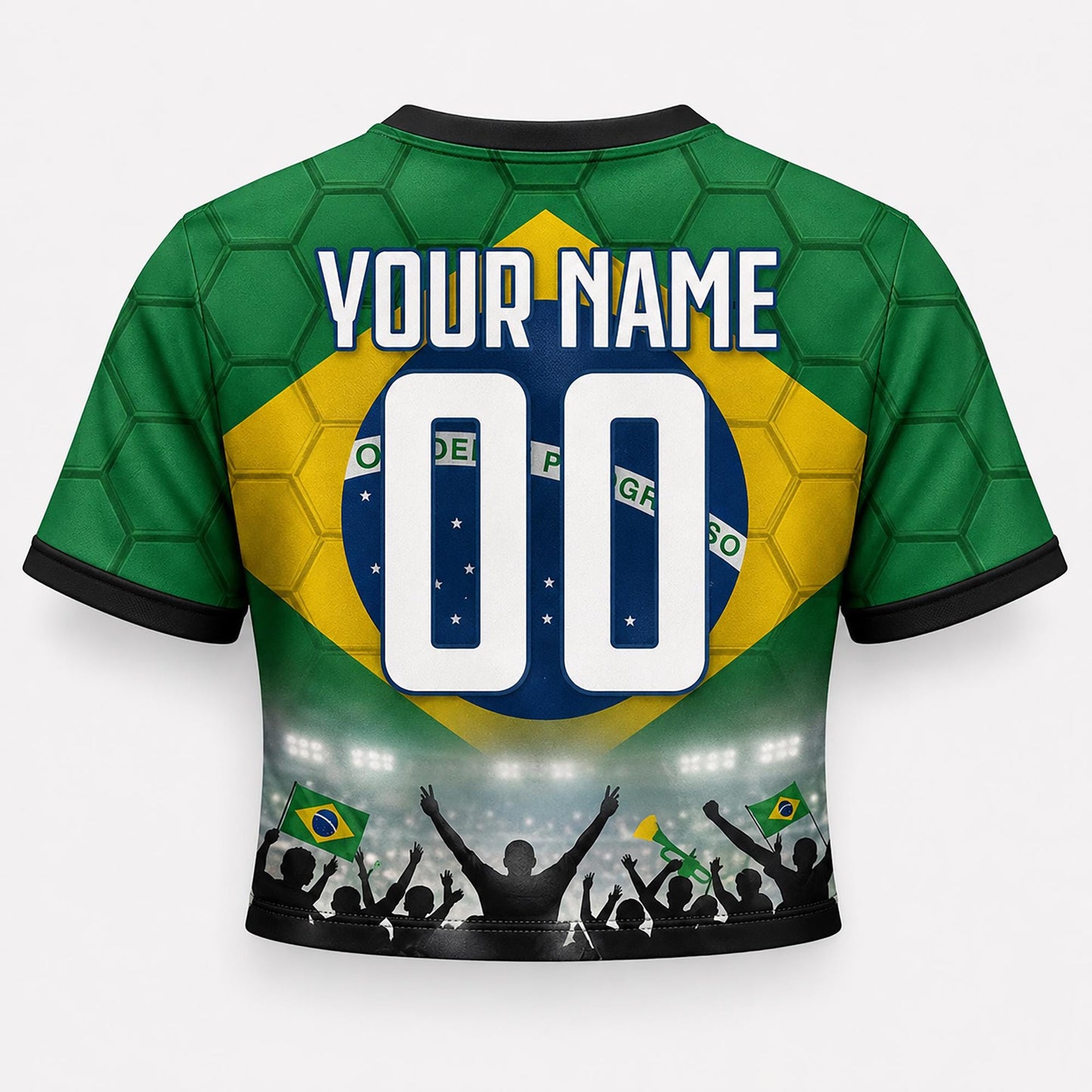 Custom Brazil Crop Top Soccer Jersey 2026, Personalized Name Number World Cup Shirt for Women, Game Day Fan Gift | OA90