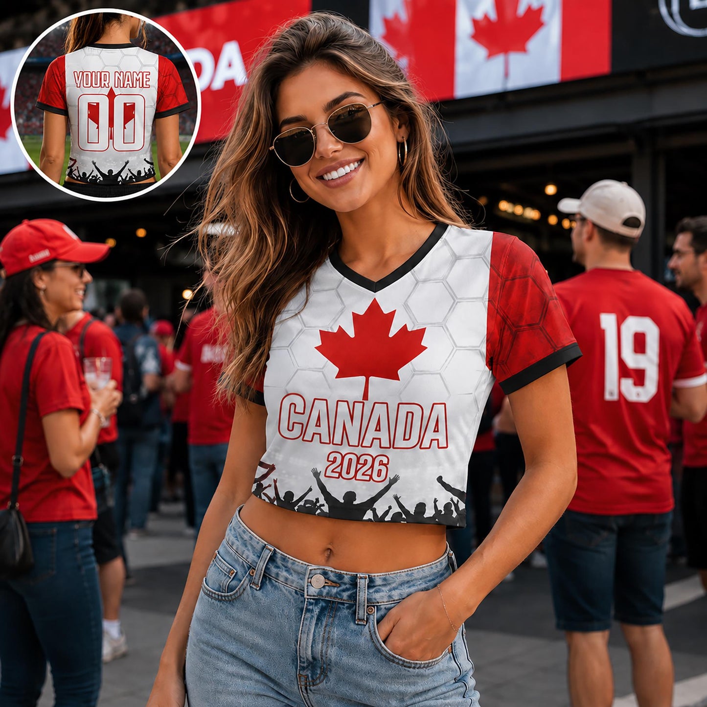 Custom Canada Crop Top Soccer Jersey 2026, Personalized Name Number World Cup Shirt for Women, Game Day Fan Gift | VC48