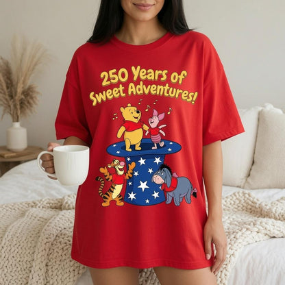 Comfort Colors Disney Winnie the Pooh Shirt, 250 Years Sweet Adventures Tee, Cream Pooh Piglet Tigger Eeyore T-Shirt for Women Mom Gift | NK11
