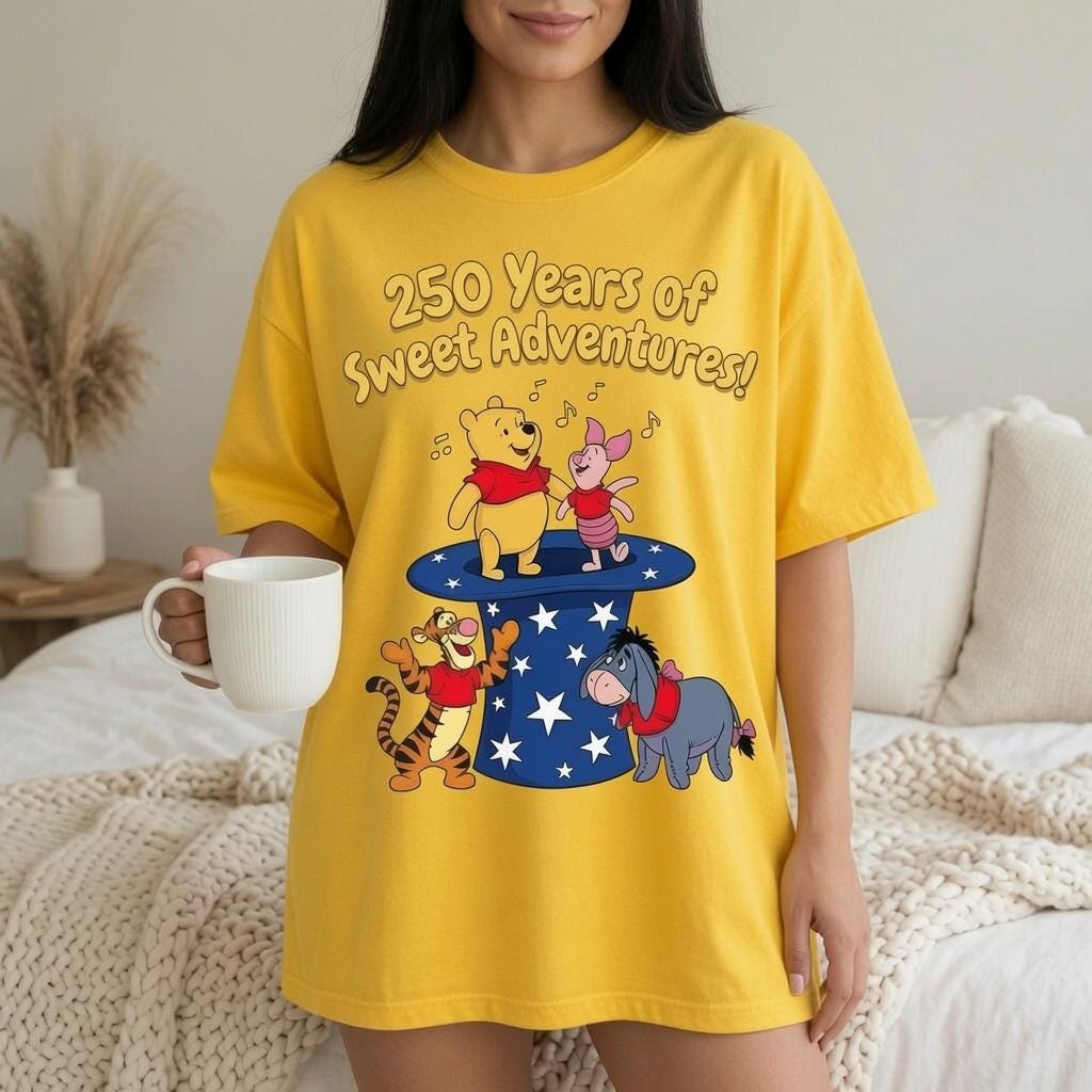 Comfort Colors Disney Winnie the Pooh Shirt, 250 Years Sweet Adventures Tee, Cream Pooh Piglet Tigger Eeyore T-Shirt for Women Mom Gift | NK11