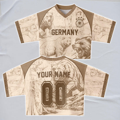 Custom Cheerleading Germany Football Jersey for Women, Personalized Printed Name Number Mesh Crop Top, White Navy Soccer Jersey,German Shirt | WL51