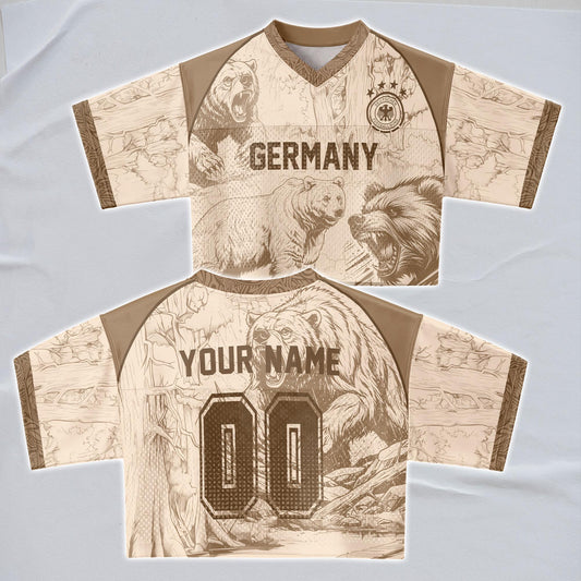Custom Cheerleading Germany Football Jersey for Women, Personalized Printed Name Number Mesh Crop Top, White Navy Soccer Jersey,German Shirt | WL51