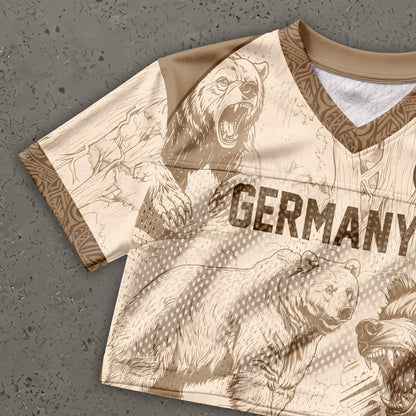 Custom Cheerleading Germany Football Jersey for Women, Personalized Printed Name Number Mesh Crop Top, White Navy Soccer Jersey,German Shirt | WL51