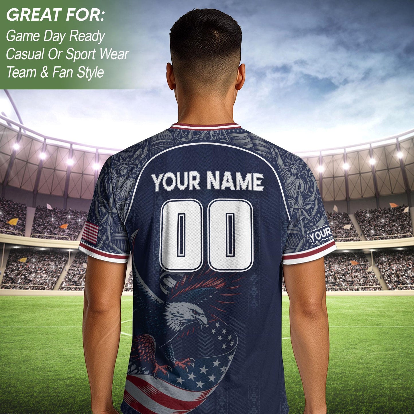 Custom USA Soccer Jersey For Men Women & Kids, Personalized American Soccer Jersey, Americana Game Day Outfit, USA Soccer Jersey Team | AE40
