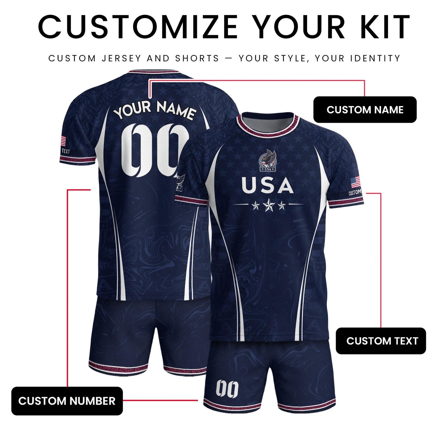 Custom USA Soccer Jersey For Men Women & Kids, Personalized American Soccer Jersey, Americana Game Day Outfit, USA Soccer Jersey Team | WY38