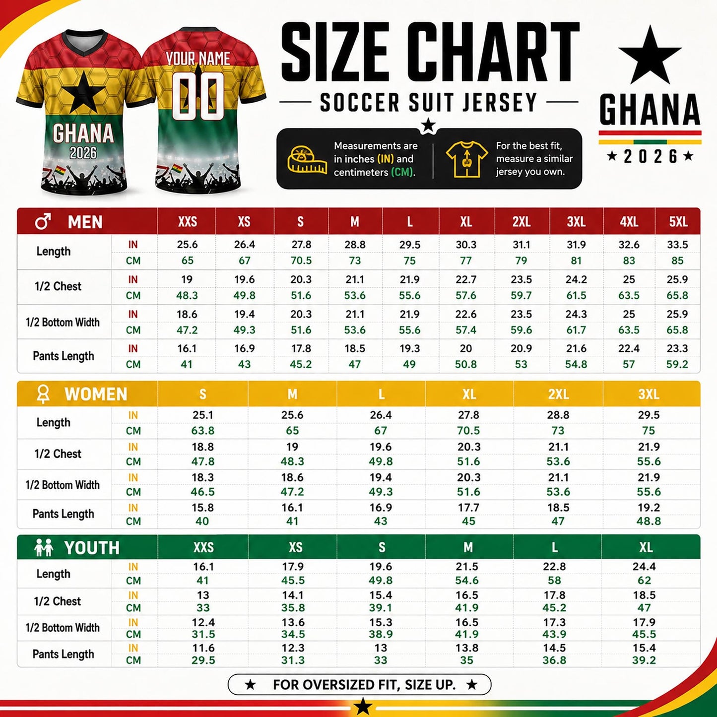 Custom Ghana Soccer Jersey 2026 World Cup, Personalized Name Number Shirt, Unisex Fan Apparel Gift | QF31