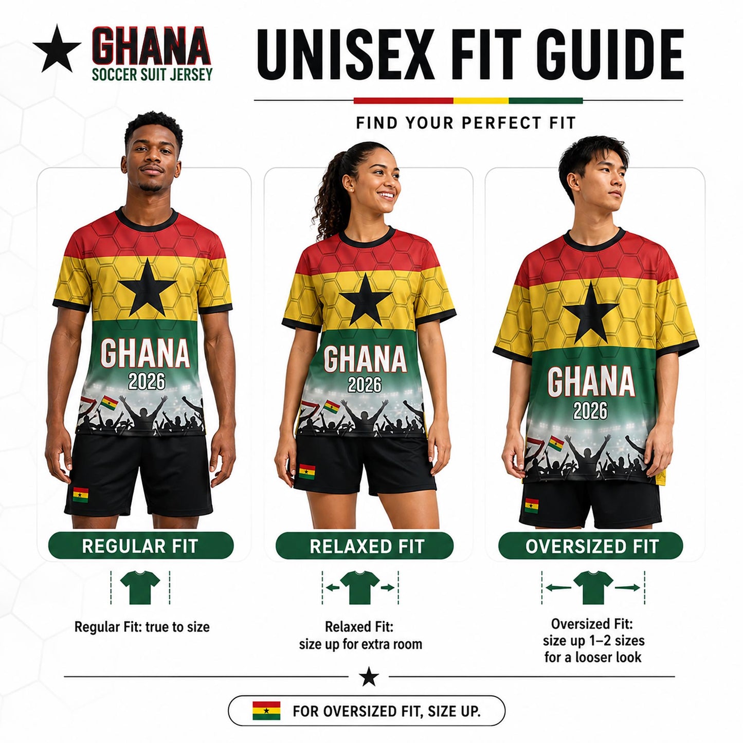 Custom Ghana Soccer Jersey 2026 World Cup, Personalized Name Number Shirt, Unisex Fan Apparel Gift | QF31