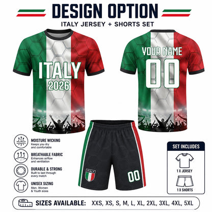 Custom Italy Soccer Jersey 2026 World Cup, Personalized Name Number Shirt, Unisex Fan Apparel Gift | HM97