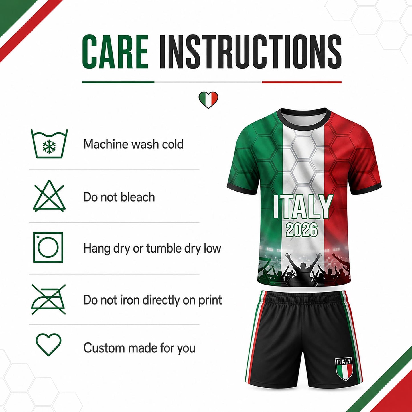 Custom Italy Soccer Jersey 2026 World Cup, Personalized Name Number Shirt, Unisex Fan Apparel Gift | HM97