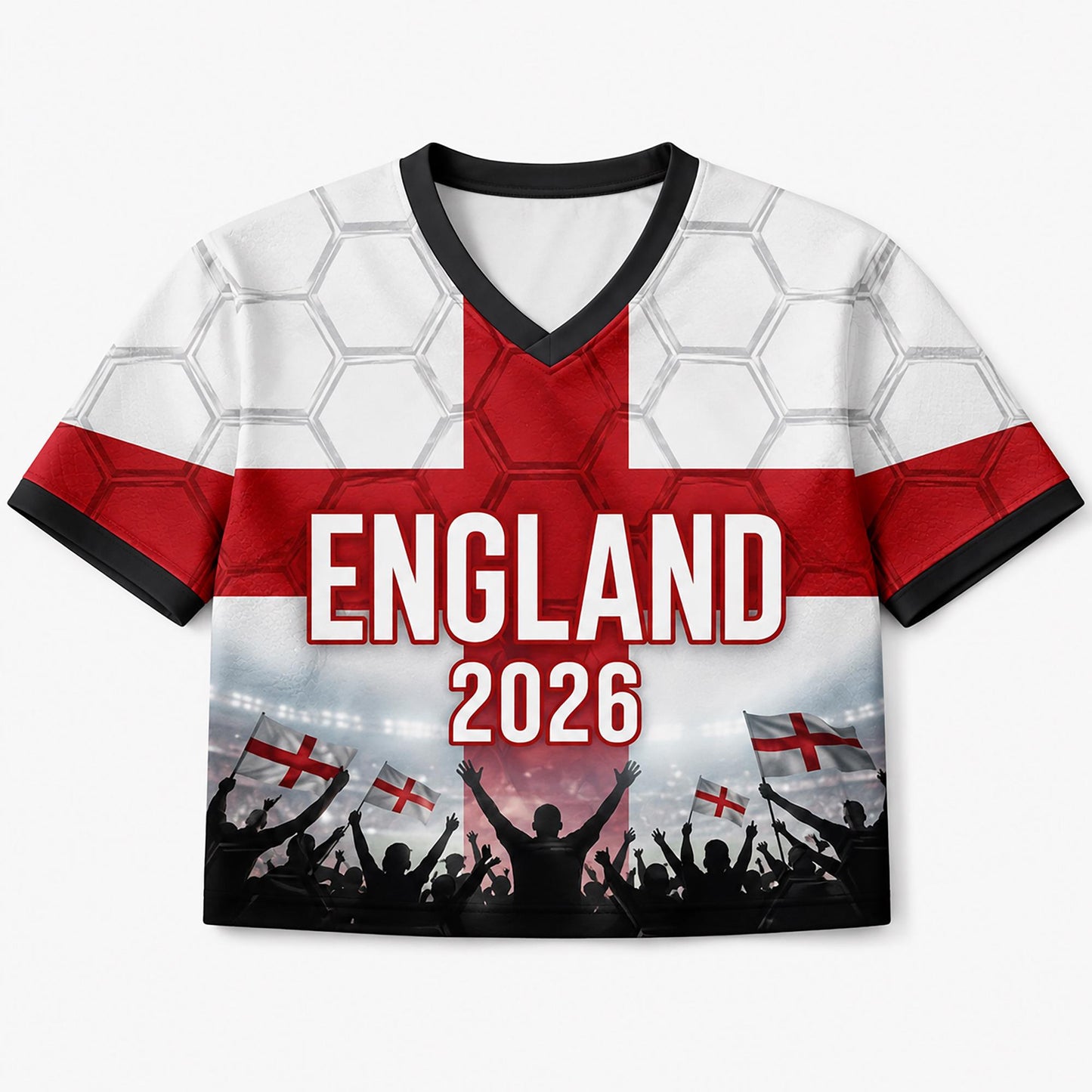 Custom England Crop Top Soccer Jersey 2026, Personalized Name Number World Cup Shirt for Women, Game Day Fan Gift | FZ26