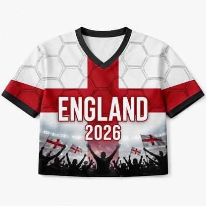 Custom England Crop Top Soccer Jersey 2026, Personalized Name Number World Cup Shirt for Women, Game Day Fan Gift | FZ26