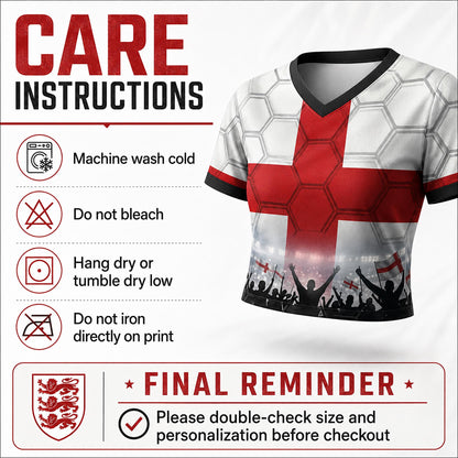 Custom England Crop Top Soccer Jersey 2026, Personalized Name Number World Cup Shirt for Women, Game Day Fan Gift | FZ26