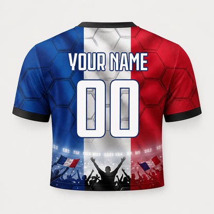 Custom France Crop Top Soccer Jersey 2026, Personalized Name Number World Cup Shirt for Women, Game Day Fan Gift | XT54