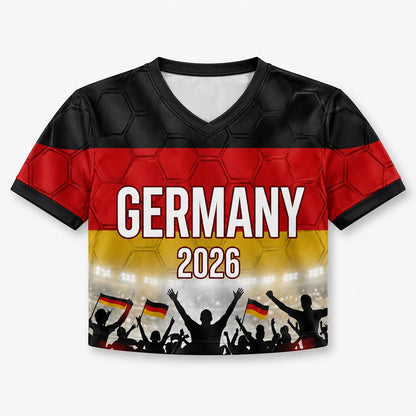 Custom Germany Crop Top Soccer Jersey 2026, Personalized Name Number World Cup Shirt for Women, Game Day Fan Gift | EU98
