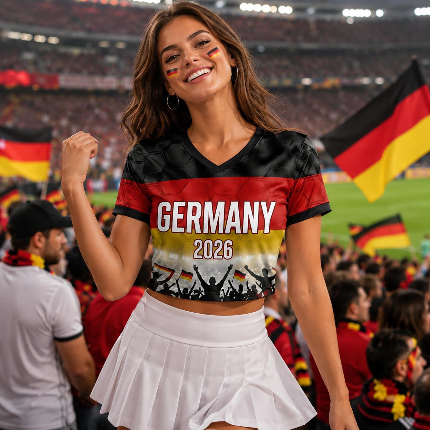 Custom Germany Crop Top Soccer Jersey 2026, Personalized Name Number World Cup Shirt for Women, Game Day Fan Gift | EU98