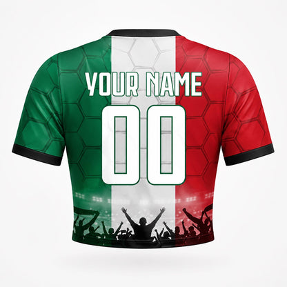 Custom Italy Crop Top Soccer Jersey 2026, Personalized Name Number World Cup Shirt for Women, Game Day Fan Gift | DQ64