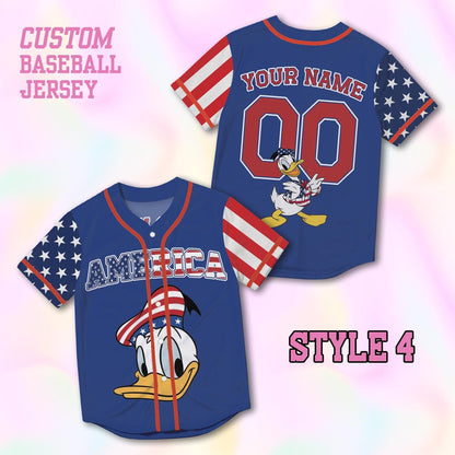 Custom America 250th Baseball Jersey, Patriotic Mickey Family Shirt, 4th of July Vacation Matching Tee | KW47