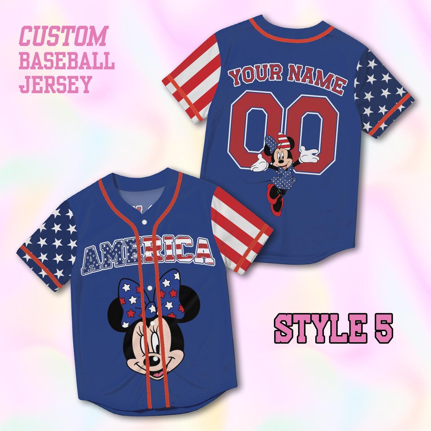 Custom America 250th Baseball Jersey, Patriotic Mickey Family Shirt, 4th of July Vacation Matching Tee | KW47
