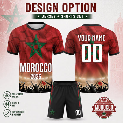 Custom Morocco Soccer Jersey 2026 World Cup, Personalized Name Number Shirt, Unisex Fan Apparel Gift | CD90